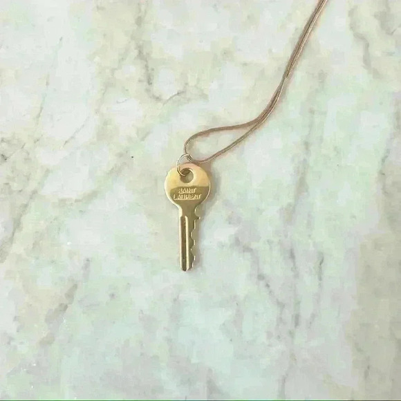 Saint Laurent Gold Key Engraved Logo Pendant Necklace - Picture 4 of 15